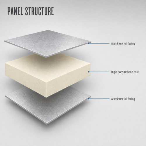 aluminum foil faced PU or PIR sandwich panel