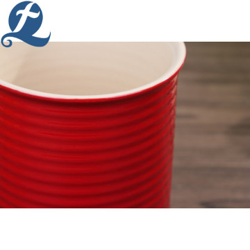 Straight shape thread appearance ceramic cup