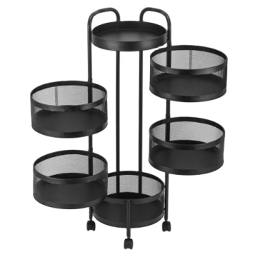 3-Tier Movable 360 Degree Rotating Cylindrical Storage Rack for Narrow Spaces