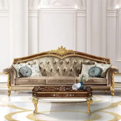 Royal Luxury French Blue Velvet Sofa Set