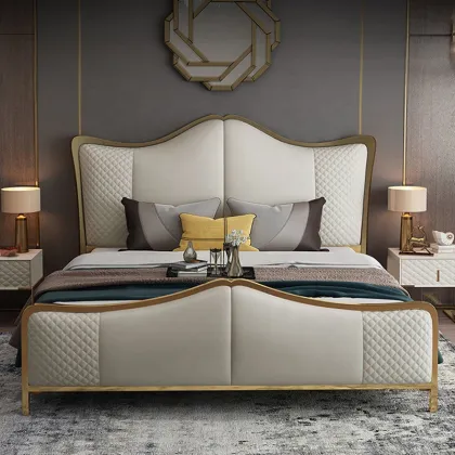 American Style Minimalist Genuine Leather Bed