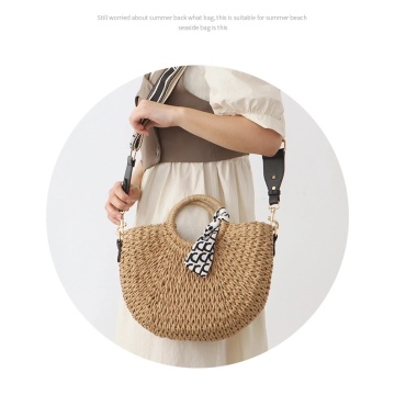 2021 half round straw beach shell lady bag