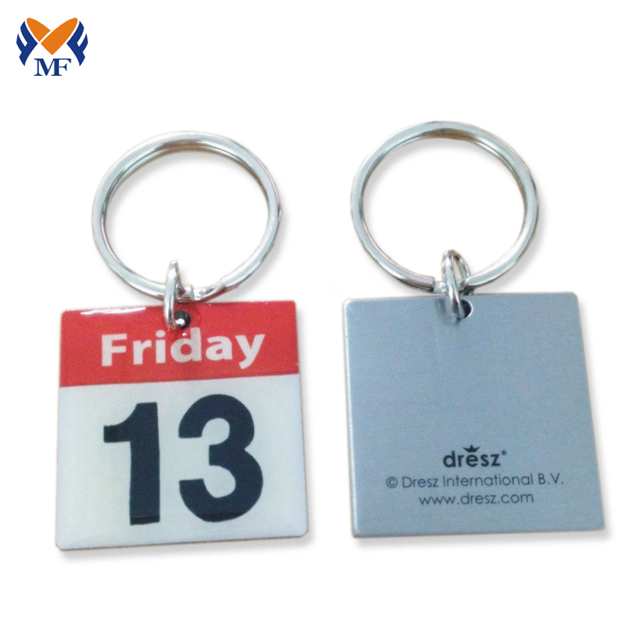 Stainless iron custom letter logo print keychain