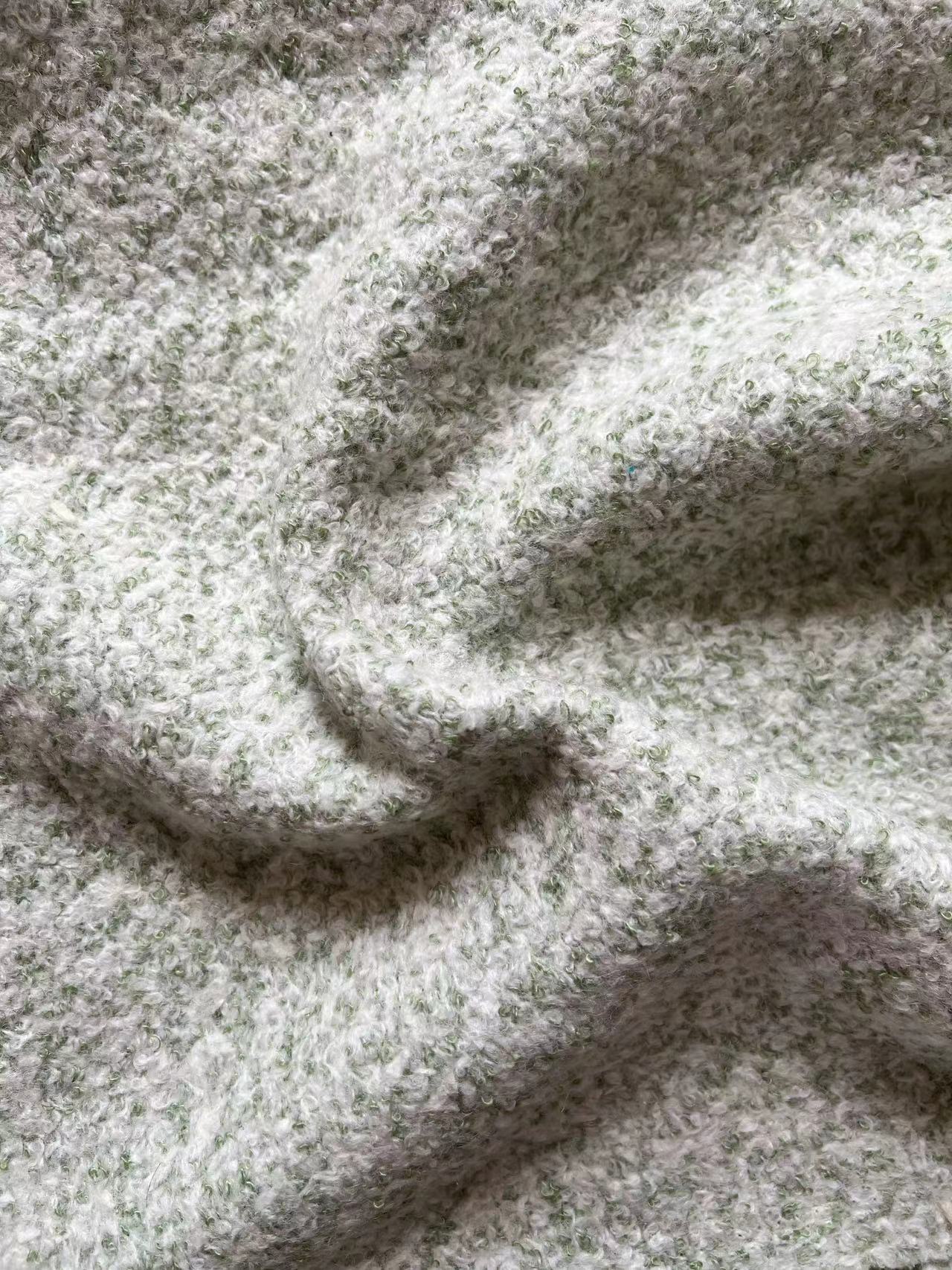 Knitted boucle wool polyester fabric for melange colours