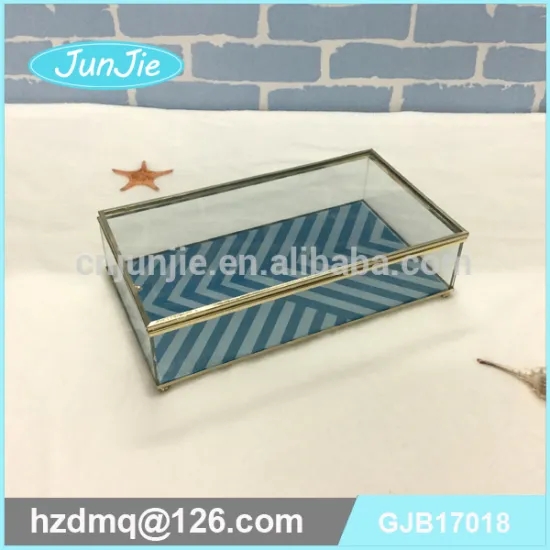 Printed clear glass jewelry box glass storage box