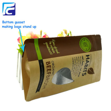 Ziplock kraft paper bag food packaging with window