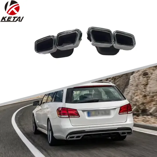 Wholesale E63 Style Stainless Steel Silver Car Rear Bumper Tail Pipe for BENZ W212 2014-2016