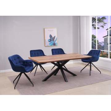 Mesa de jantar elegante de 180 cm com tampo de folheado de madeira