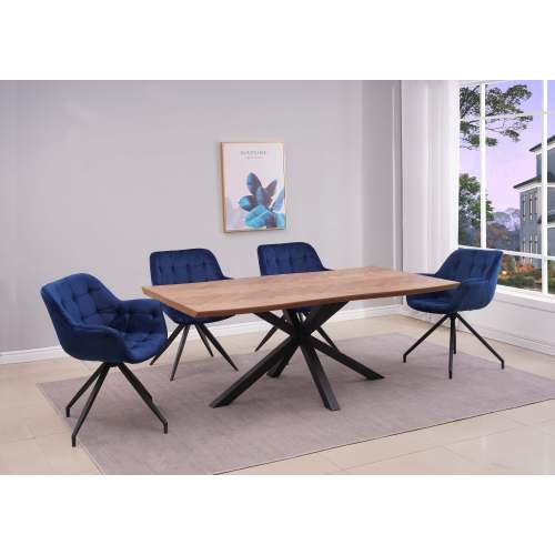 Mesa de jantar elegante de 180 cm com tampo de folheado de madeira