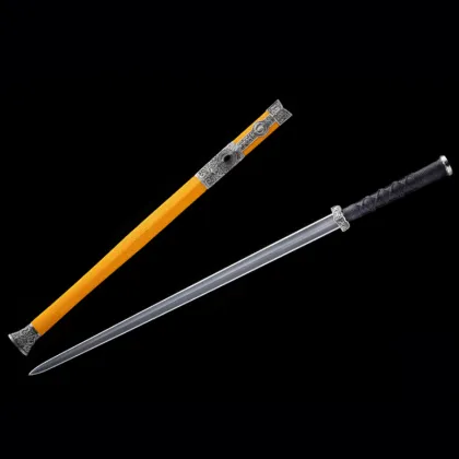 Han style Legacy Sword with White Copper Relief Inlaid with Black Agate