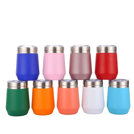 Custom Logo Reusable Coffee Cups, Eco-Friendly Wine Mugs, and 360ML Stainless Steel Thermos Cups with Lids