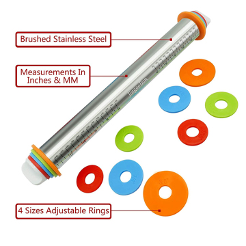 Stainless Steel Pastry Rolling Pin with Silicone Baking Mat