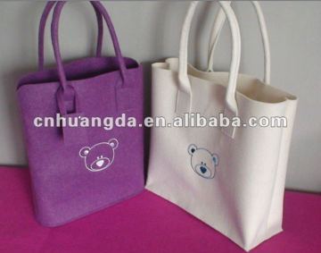 Pink ,white felt bag with embroider