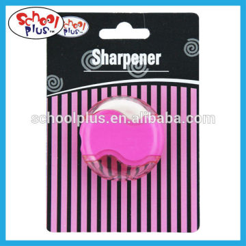 Round plastic pencil sharpener with eraser for kids