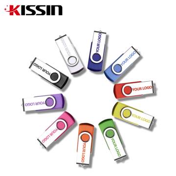 KISSIN Metal Swivel USB Flash Drive - 1GB to 128GB with Custom Logo
