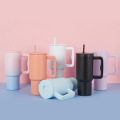 Car mounted straw with handle, car insulated cup