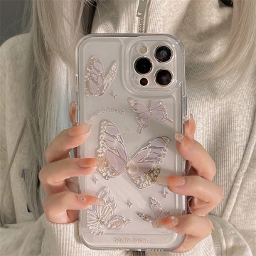 Crystal Butterfly Design Luxury Shockproof Soft Cover Cases for iPhone 13, 11, 14 Pro Max, 12, XS Max, X, XR, 7, 8 Plus, and SE (2022, 2020)