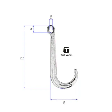 15 Inch J Hook with One Link Tow Chain Hook - Yellow Galvanized Metal Utility Hook