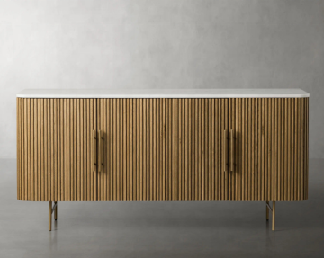Ligne de chêne Finnley avec table de commande en bois et haut en marbre
