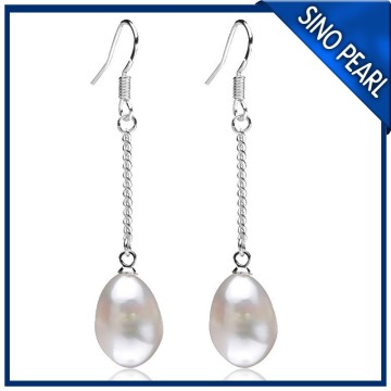 AA 10-11MM Rice Round Freshwater Pearl Big Round Earrings PE029