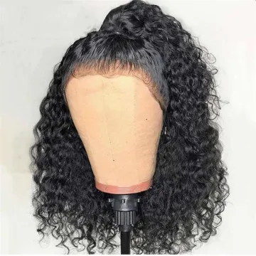 Wholesale 150 density 100% virgin natural Brazilian long Deep wave 13x4" baby Hair transparent closed lace wig human hair wig