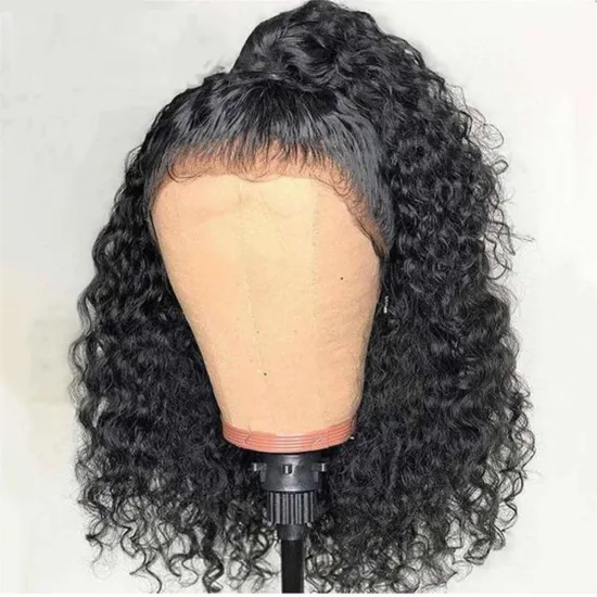 Wholesale 150 density 100% virgin natural Brazilian long Deep wave 13x4" baby Hair transparent closed lace wig human hair wig