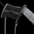 Bathroom black overhead and handheld shower head set