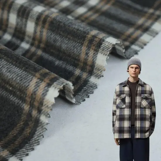 Checks Tweed Wool Fabric For Women Coat