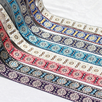 Custom High-Quality Colorful Ethnic Nylon Ribbon Trim: Unique Round Jacquard Design