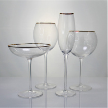 Crystal Gold Rimmed Champagne Flutes Coupe Glass Set