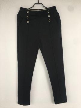 Women's knit button decro trousers