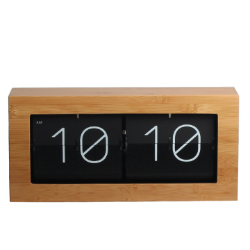 Large Bamboo Wood Flip Clock for Desk Wall