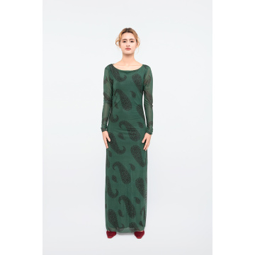 Элегантное припечаток с длинным рукавом Paisley Print