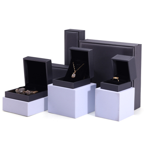 Black PU Leather Jewelry Box with Thick Sponge