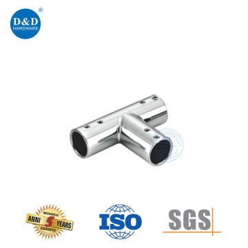 SS304 T Configuration Glass Door Circular Pipe Connector