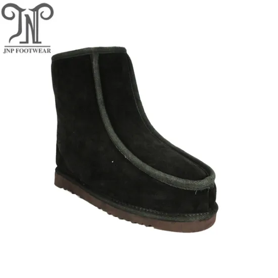 Quality flat blow rubber leather boots for men