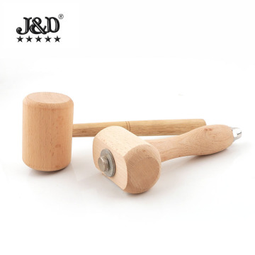 Handmade Wood Handle Hammer แกะสลักสำหรับเครื่องมือหนัง DIY