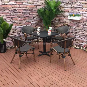 Round Table and Modern Stackable Chairs for Outdoor Cafe Furniture