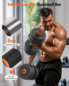 5 in 1 Adjustable Dumbbell Set with Barbell Connector
