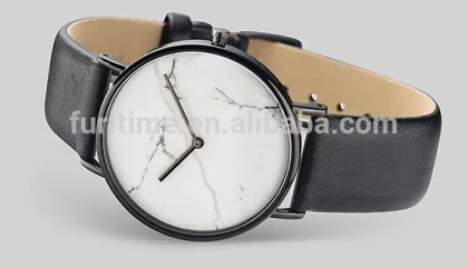 marble slim stone dial watch