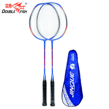 Double Fish 2pcs Amateur Carbon Aluminum Badminton Racket Set with Bag - Super Light and Durable