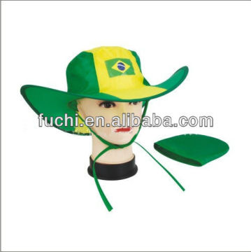 Promotion Flag Foldable Hat With Custom Logo Foldable Brazil Flag Cap for World Cup 2014