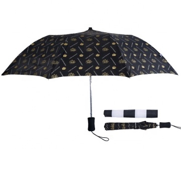 High-Quality 23 Inch Black Polyester Custom Business Folding Umbrella for Outdoor