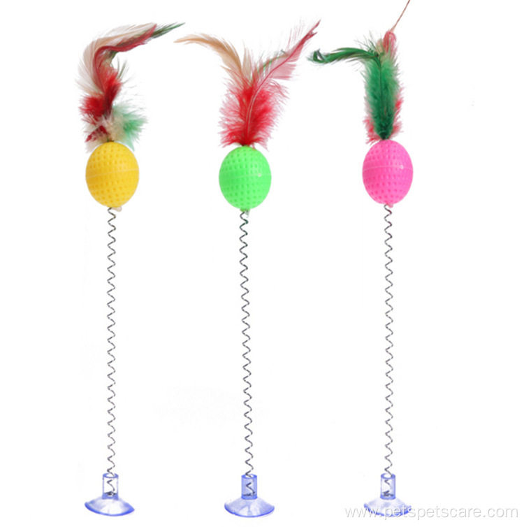 Spring Rainbow Ball Feather Cat Teaser Cat Toy