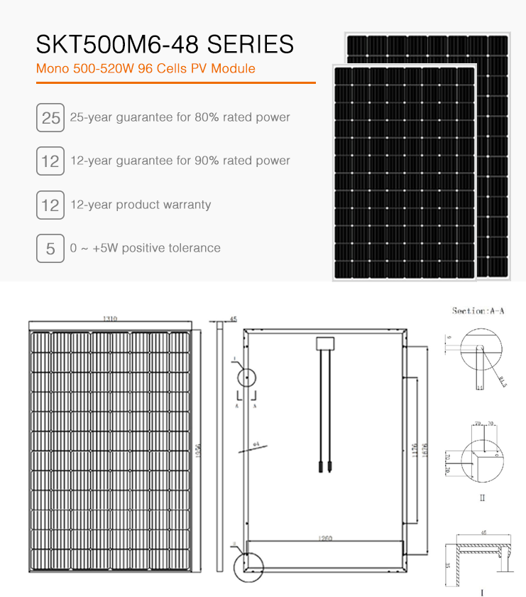 500W solar roof panels