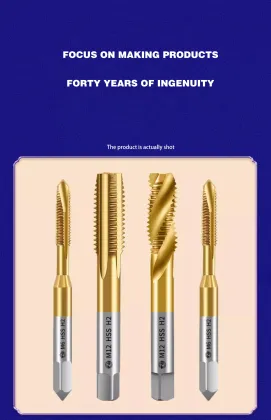 HSS-E M35 Tin Coated Spiral Fluted Machine Taps M3-M10