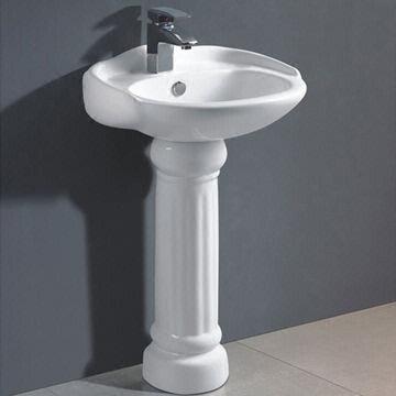 European Style Pedestal Basin, Chinese Bathroom one-piece Ceramic Sink