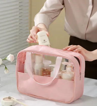 Wholesale Clear Mini Waterproof Customized Handbag Travel PU Transparent Toiletries Bag