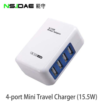 15.5W 4-port multi-USB phone charger White