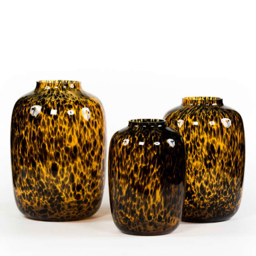 Vaso de vidro manchado leopardo